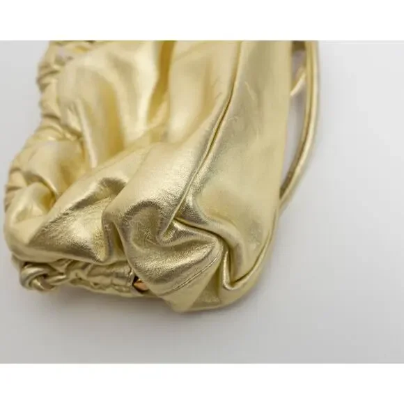 Mansur Gavriel Mini Cloud Metallic Leather Clutch in Gold - Picture 6 of 10